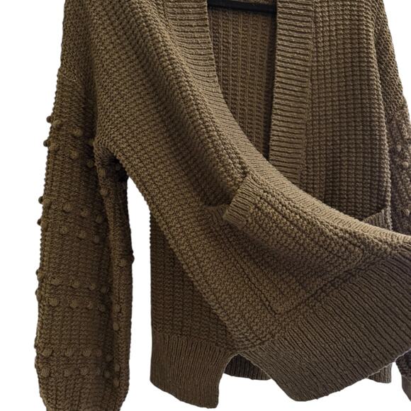 Madewell Chunky Bobble Knit Cardigan Sweater Green Relaxed Fit Boho Cabincore - Picture 3 of 13